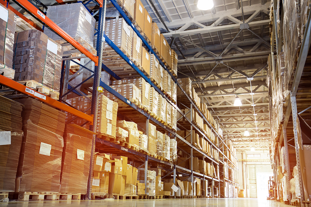 Modern warehouse facility with climate-controlled storage and inventory management systems